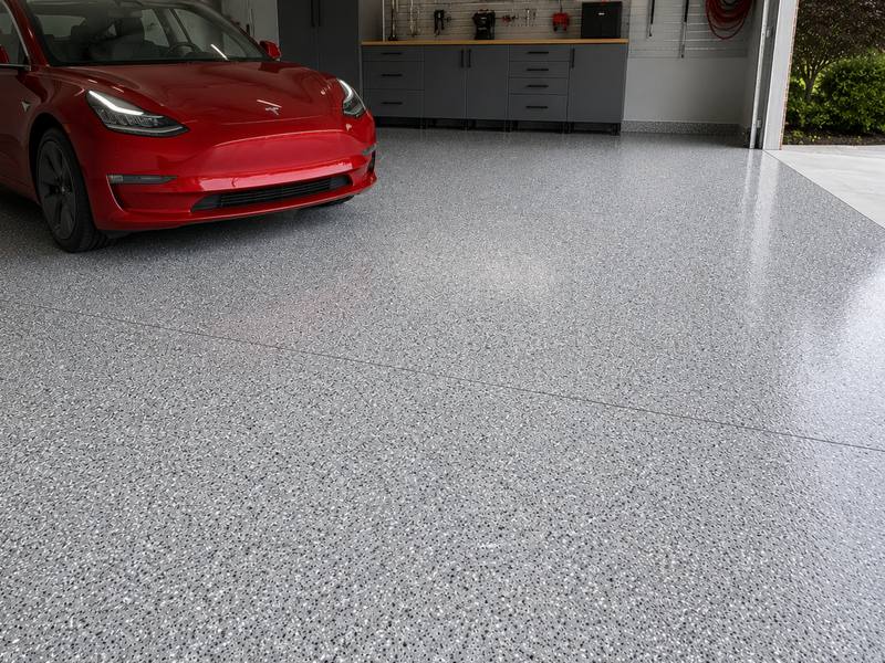 Finished floor back in service with a vehicle parked on it in Chatham